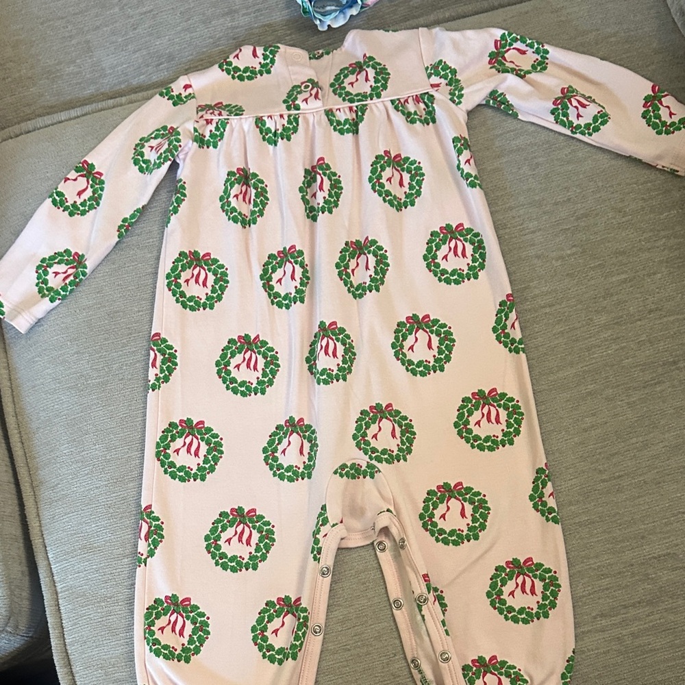 The Beaufort Bonnet Company Pink Wreath Print Kids Footie - Picture 2 of 4